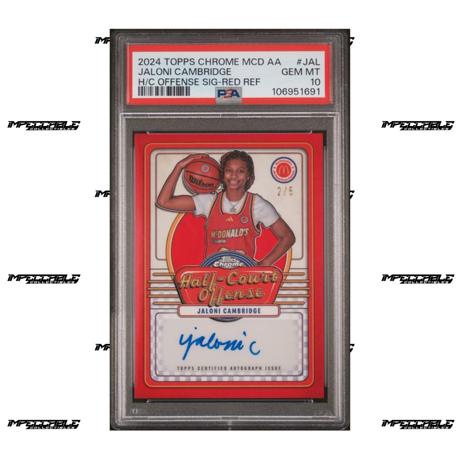 2024 Topps McDonald's A/A - Red #IML-JAL Jaloni Cambridge Rookie Auto /5 PSA 10