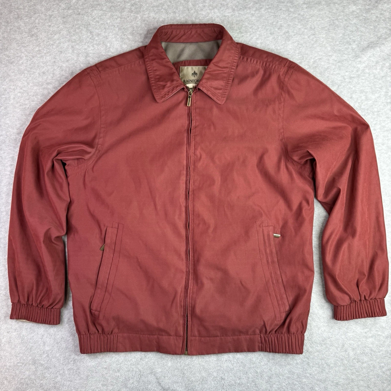 Rainforest Mens Jacket Size M Red Soft Shell Full Zip Windbreaker Lightweight