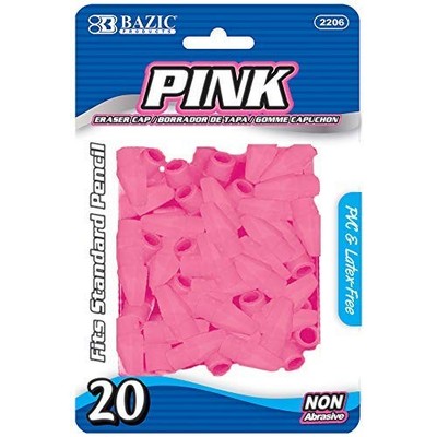 BAZIC Products Pink Eraser Top, Latex-Free Pencil Top 1-Pack, 20-count