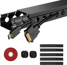 Updated Cable Raceway Kit - 77 5x15.4 Inch Open Slot Wire Covers for Cords, Un