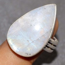925 Silver Plated Rainbow Moonstone Ring US 10 Bridal Style Jewelry GW