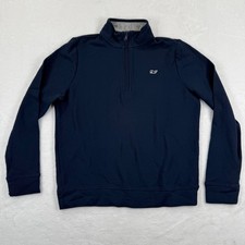 Vineyard Vines Kids Navy Blue 100 Pima Cotton 1/4 Zip Pullover Sweater Size M