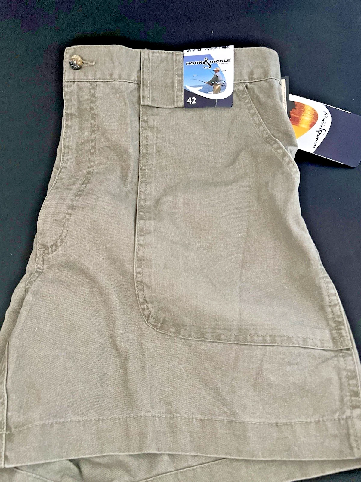 Hook & Tackle Cargo Shorts Khaki Beer Can Island Fishing/Hiking Mens Sz 42