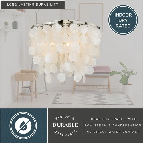 Vaxcel Lighting C0079 Elsa 3 Light 16"W Flush Mount Waterfall - Capiz Shell - Picture 5 of 7