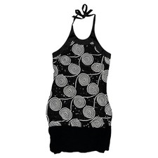 La Femme Paris Mini Dress Halter Top Sequin Black White Vintage