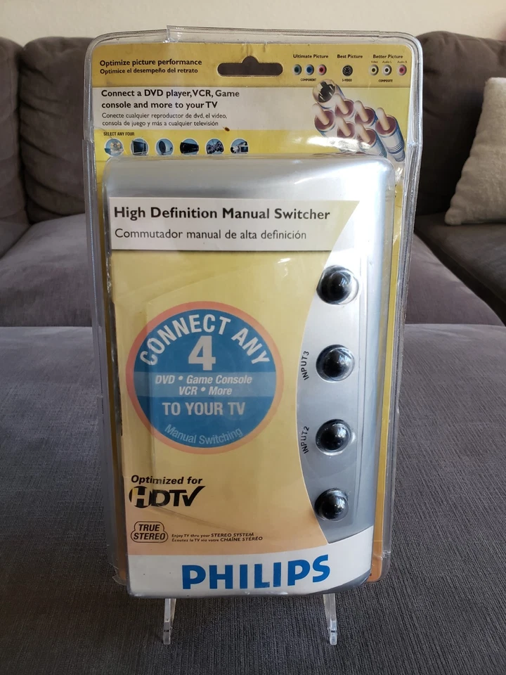 Philips High Definition Manual Switcher 4 Way PH61148 Silver New Sealed Package - Image 3 of 4
