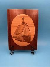 Vintage Russian Wood Inlay Nikolskaya Church Marquetry Wall Art 12 in x 9 in