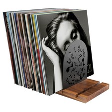 Vinyl Record Storage, Walnut Record Holder for 70-100 LP, Solid Pine Wood Vin...