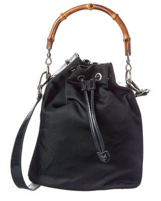 Gucci Black Not Selected Nylon Bamboo Two-Way Bucket Bag (Authentic Pre-Loved)