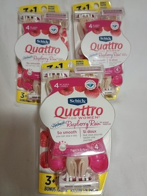 3 Schick Quattro Disposable Razor Raspberry Rain Shave ️BONUS PACKS - NEW BOXES