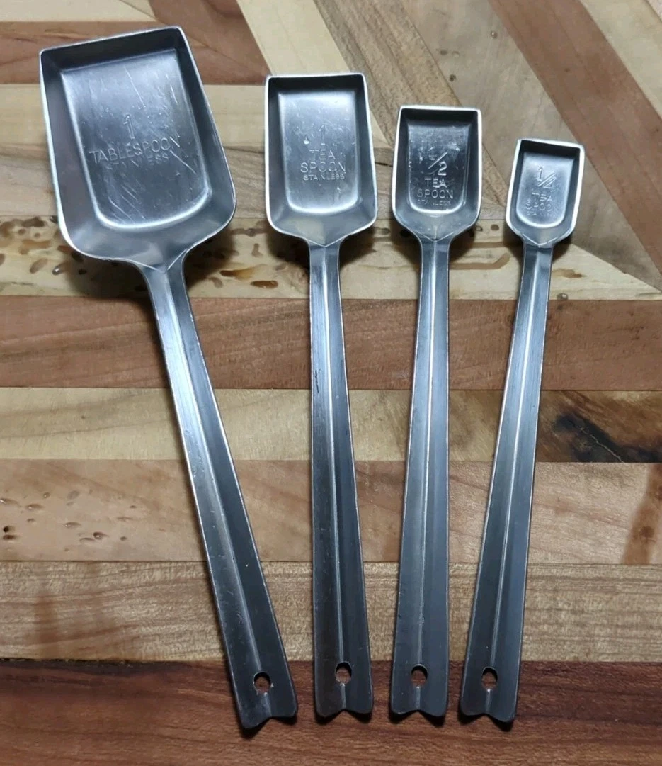 Vintage Ekco Measuring Shovel Spoon 4 Piece Set Stainless 50s Holland