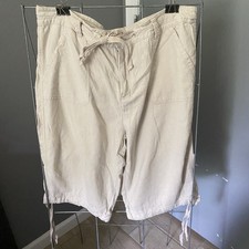 Women s Size 16 Linen Blend Shorts by Dress Barn Khaki with Crochet Detail Trim