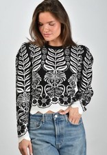 New Farm Rio Ainika Tropical Puff Shoulder Sweater Women s Medium