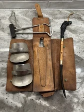 Antique Equestrian Boot Accessories Hooks and Slides Leather Case Made England