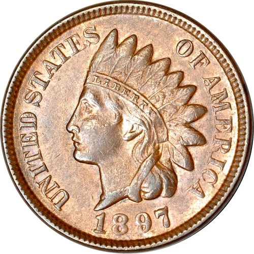 1897 1C Indian Head Cent Gem AU K19072