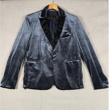 Jaywalker Men's Velvet Tuxedo Blazer Jacket Gray Size S Shawl Collar Formal