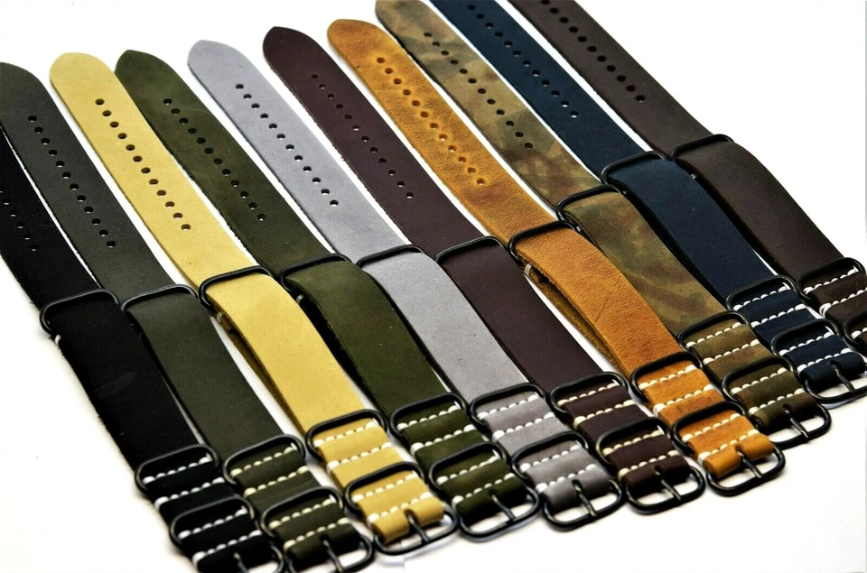 皮革表带,军用表带,适合沛纳海 18/20/22/24/26 毫米礼品男士 — 第 3/4 张图片