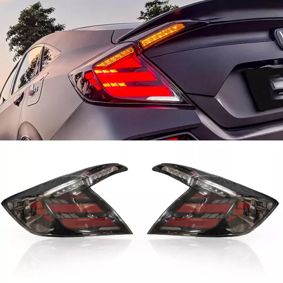 Luces traseras LED negras para Honda Civic Sedán 2016-2021 con lámpara de señal secuencial Foto 2 de 4
