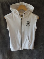 PULL SWEAT A CAPUCHE SANS MANCHE BLANC  ♥ SMILEY WORLD ♥ T 10 ANS TTBE +++ ☺