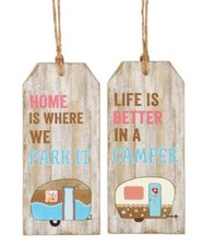 2er Set Holzschild Camping - Schild im Retro Look, Türschild, Deko Wohnwagen