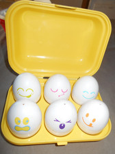Tomy Egg Shape Sorting colors Toy Hide N Squeak 1993 Vintage Egg Carton Yellow