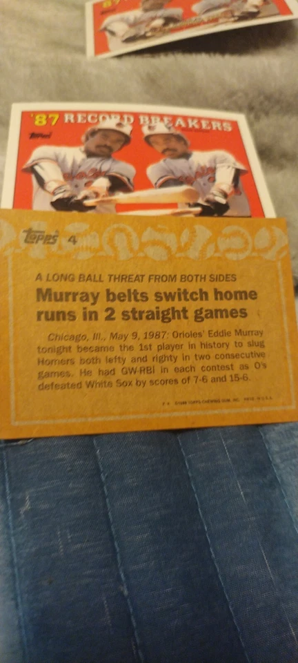 1988 Topps - Record Breakers Eddie Murray #4 (Tiffany) - Image 2 of 2