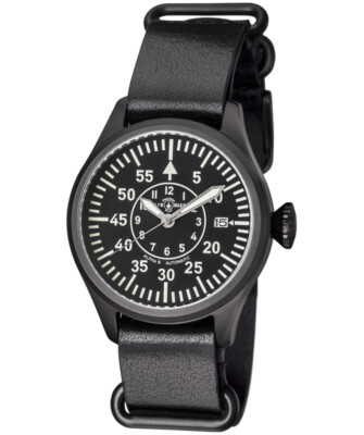 Air Blue ALPHA B PVD Pilots watch Automatic with Date Sapphire