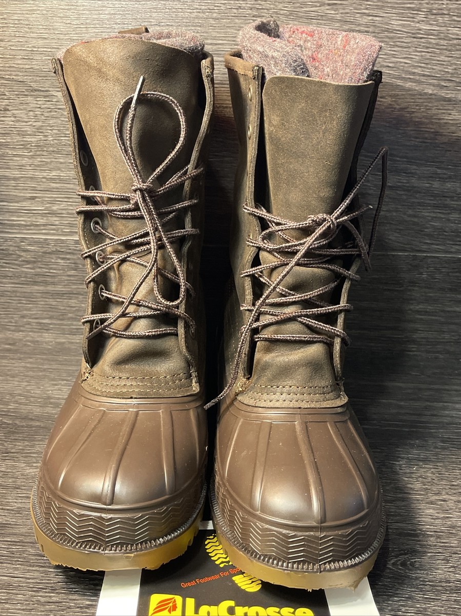 VTG Lacrosse Outdoorsman Rubber Leather Rain Boots Removable Liners Size 8 NEW Lacrosse Ansi Z4 Pt91 Rubber Leather Black Boots  main image 4