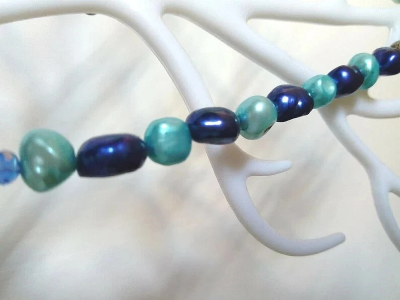 COLLANA VERE PERLE BAROCCHE TONI D'AZZURRO CON MADREPERLA NATURALE E ARGENTO 925 - Immagine 3 di 4