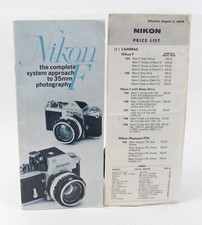 Original Vintage 1970 Nikon F Complete System Approach Brochure  Price List