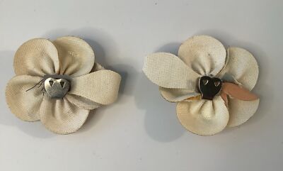 Vintage Shoe Clips Vinyl Flower Pink Yellow Green 379 | eBay