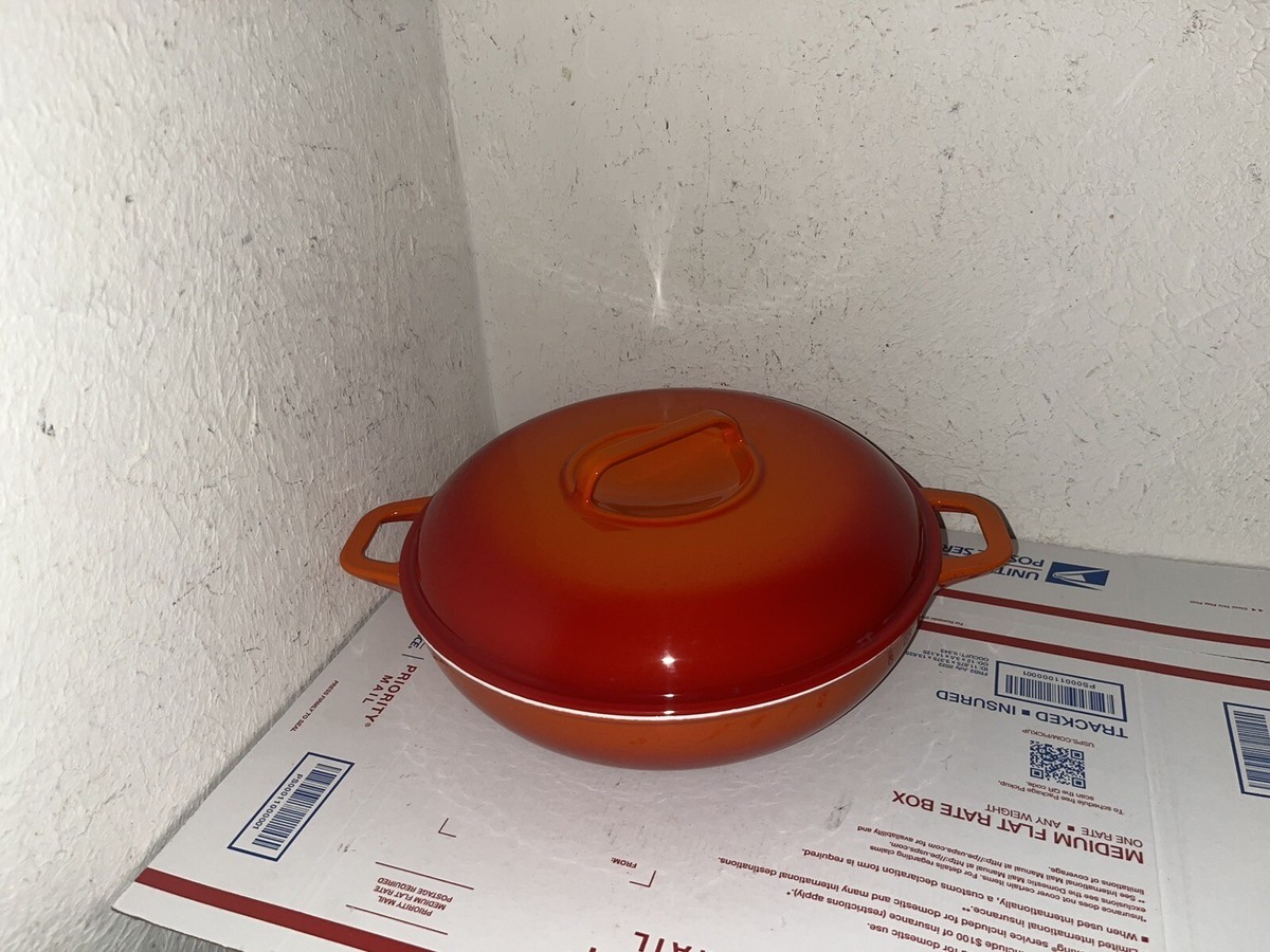 Casron Japan Cast Iron Enamel Dutch 3Qt Oven With Lid Orange Red