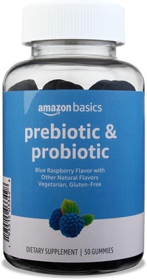 Solimo Prebiotic & Probiotic Gummies, 2 Billion CFU, Blue Raspberry, 50 Count