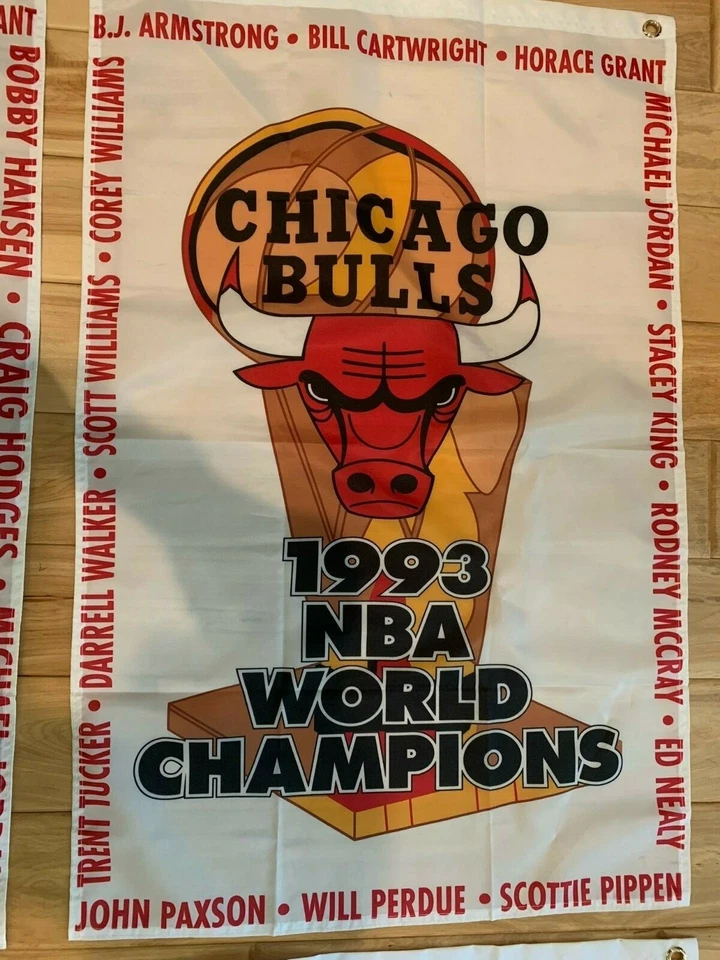 Juego completo de pancartas/banderas del campeonato de la NBA Chicago Bulls de 2'x3' "The Last Dance" Foto 4 de 4