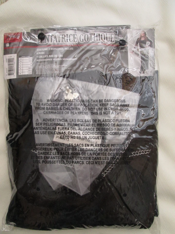 DISFRAZ VAMPIRO TENTADORA GÓTICA NEGRO VESTIDO LARGO MANGAS ENCAJE JUNIOR L 11-13 Foto 4 de 4