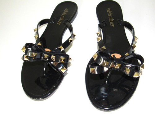 black studded bow sandals