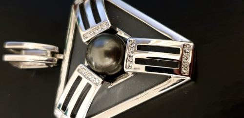 Großer Pierre Lang Anhänger RH/Rhodium graue Perle/Zirkonia - Neu/ungetragen - Bild 4 von 8