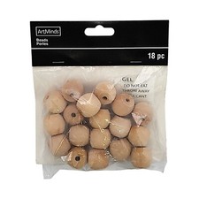 ArtMinds Wooden Beads 18 Count Round Unfinished Crafting, approx. 0.95 in / 24mm