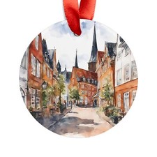 ROSKILDE DENMARK Street View, Danish Travel, Personalized Acrylic Ornament Gift
