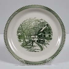 Country Life Green Currier and Ives Print by Knowles*  11 1/8” Chop Plate