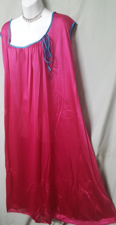 Only necessities Pink Blue Nightgown Calf Sleeveless Plus Size 1X 56" BUST - Image 2 of 4