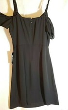 New Express Women's Size 0 Black Dress Cold Shoulder Fit & Flare Polyester (B4)