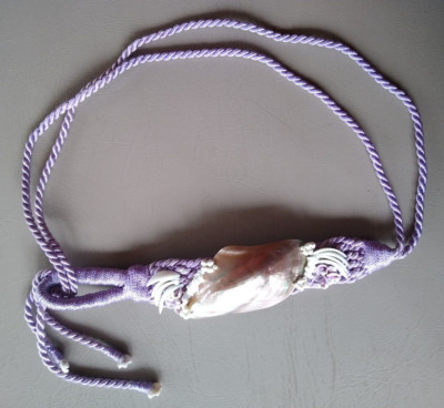 Vintage Abalone Shell Buckle With Satin Rope Cord Belt  display picture 2