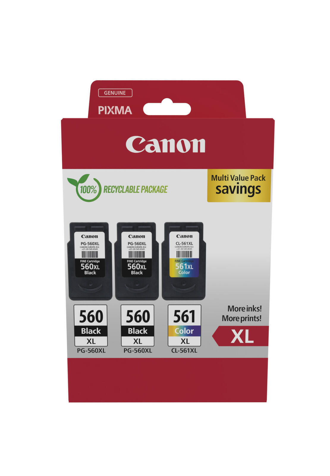 Canon Оригинал PG-560XL + CL-561XL Druckerpatronen Multipack - 2 x schwarz / 1 x
