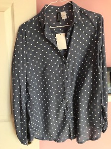 light blue polka dot shirt