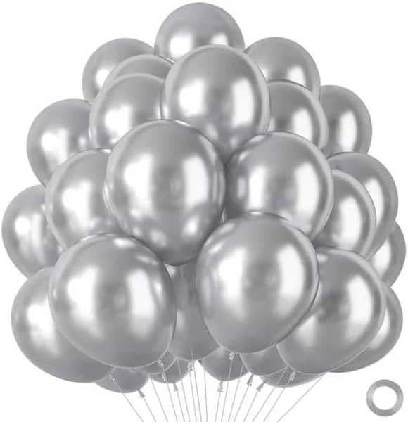 Luftballons Silber 100 StüCk, Silberne Luftballons Hochzeit Mit Latex Helium Met-image