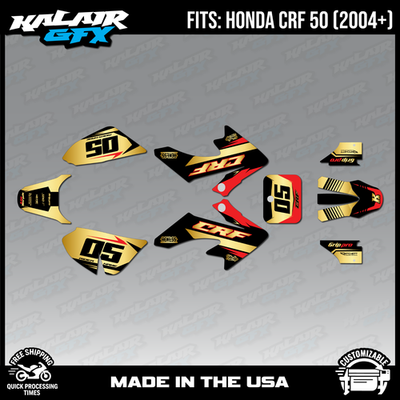 #ad Graphics Kit for Honda CRF50 2004 2012 or 2013 Quantum GOLD $74.99