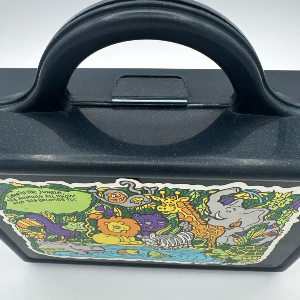 Caja de lápices DEEP IN JUNGLE Rain Forest estuche 1995 tucán cebra vintage años 90 escuela Foto 4 de 4