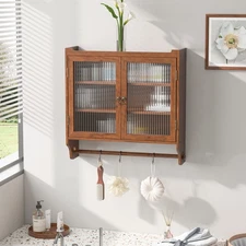 Vinsetto Vintage Glass Door Wall Cabinet, Brown