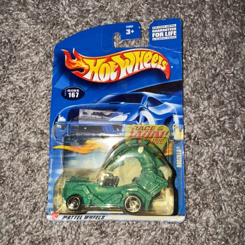 2002 Hot Wheels Collector #167 RODZILLA Green w/Chrome RZR Spokes 